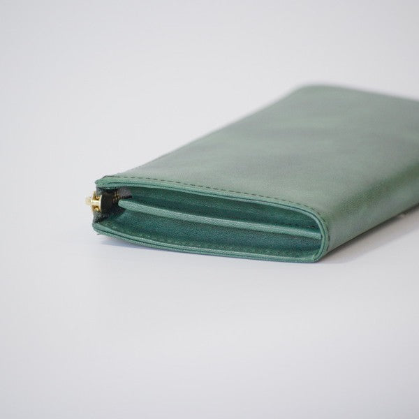 ムラ染めレザーのマチ付きL字束入れ