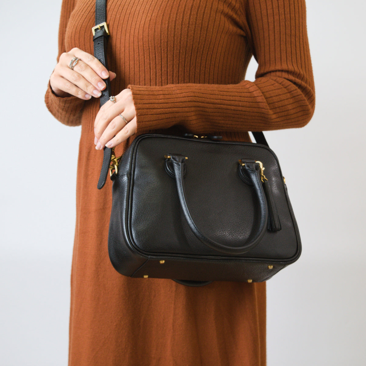 オリーブレザー 2Wayミニボストン