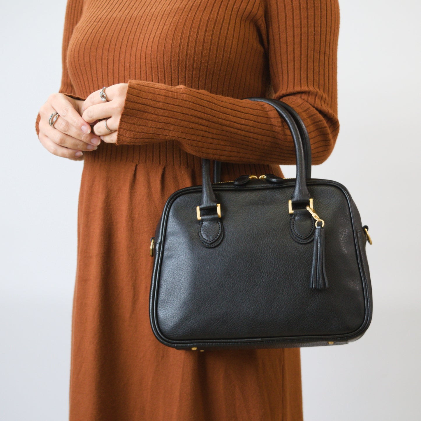 オリーブレザー 2Wayミニボストン