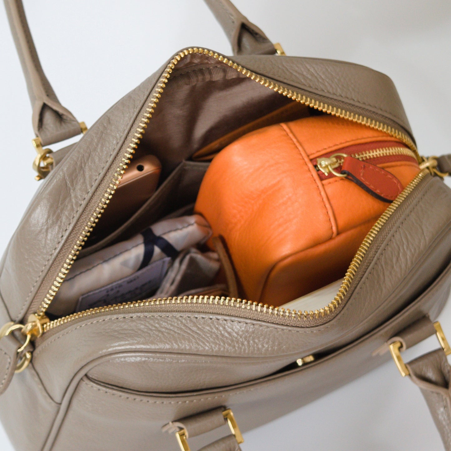 オリーブレザー 2Wayミニボストン