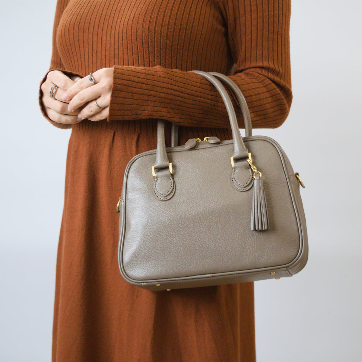 オリーブレザー 2Wayミニボストン