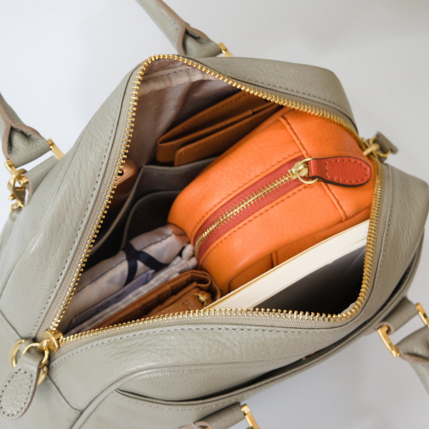 オリーブレザー 2Wayミニボストン