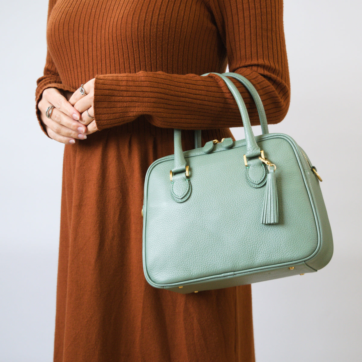 オリーブレザー 2Wayミニボストン