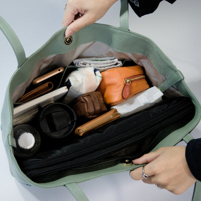 オリーブレザー フォルムチェンジA4トート