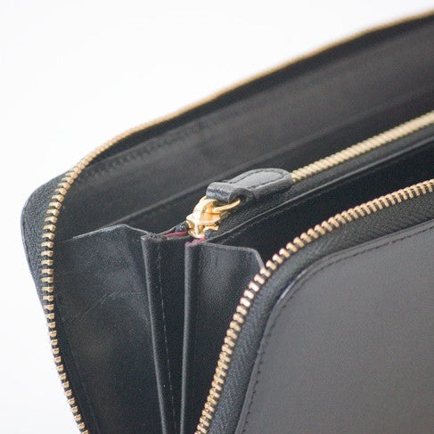 ムラ染めレザーのラウンドファスナー長財布