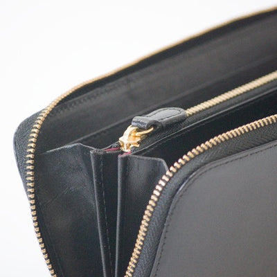 ムラ染めレザーのラウンドファスナー長財布