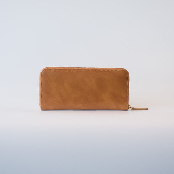 ムラ染めレザーのラウンドファスナー長財布