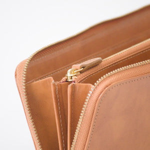 ムラ染めレザーのラウンドファスナー長財布