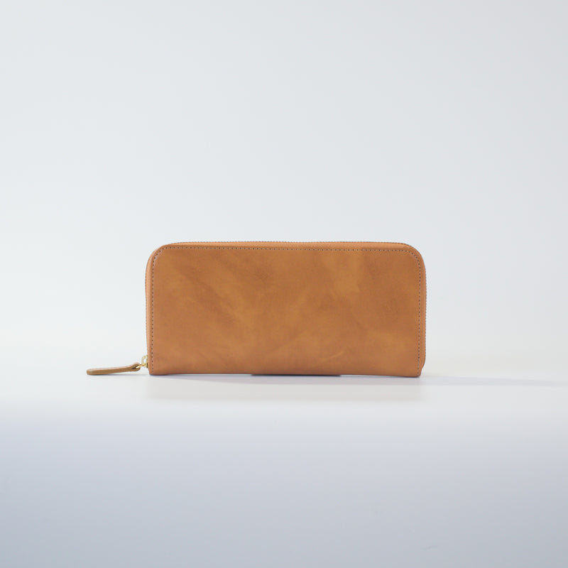 ムラ染めレザーのラウンドファスナー長財布