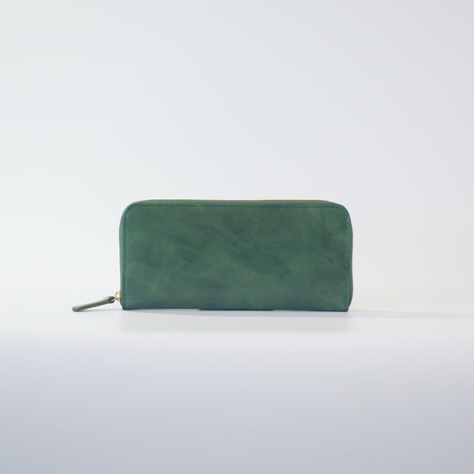 ムラ染めレザーのラウンドファスナー長財布