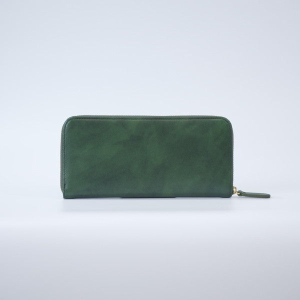 ムラ染めレザーのラウンドファスナー長財布