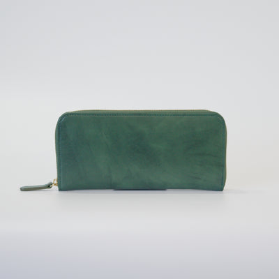 ムラ染めレザーのラウンドファスナー長財布