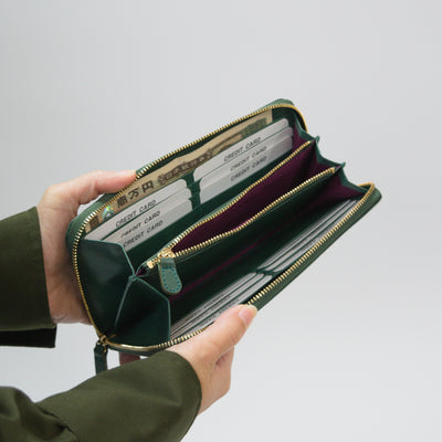 ムラ染めレザーのラウンドファスナー長財布