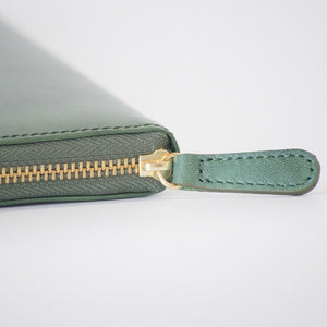 ムラ染めレザーのラウンドファスナー長財布