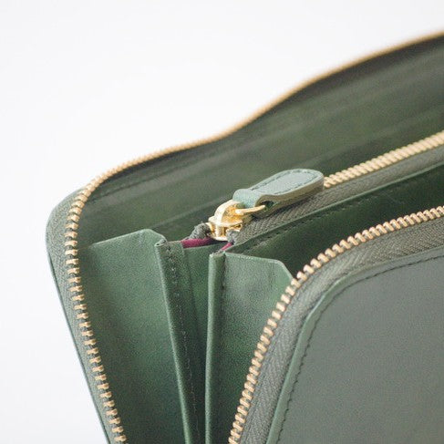 ムラ染めレザーのラウンドファスナー長財布