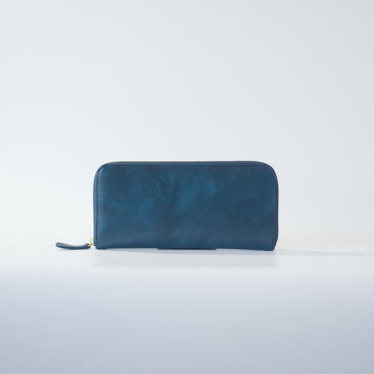 ムラ染めレザーのラウンドファスナー長財布