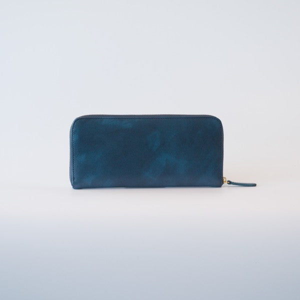 ムラ染めレザーのラウンドファスナー長財布