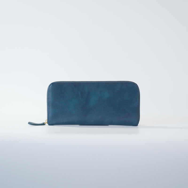 ムラ染めレザーのラウンドファスナー長財布