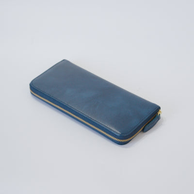 ムラ染めレザーのラウンドファスナー長財布