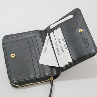 ムラ染めレザーのラウンドファスナー短財布