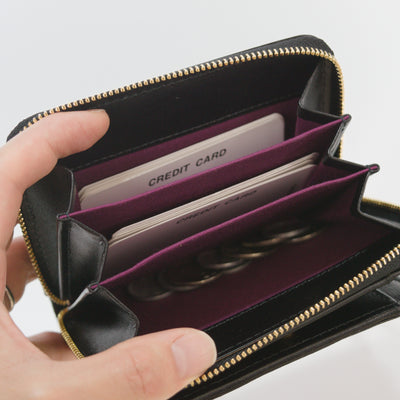 ムラ染めレザーのラウンドファスナー短財布