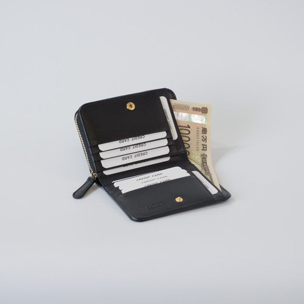 ムラ染めレザーのラウンドファスナー短財布