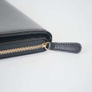 ムラ染めレザーのラウンドファスナー短財布