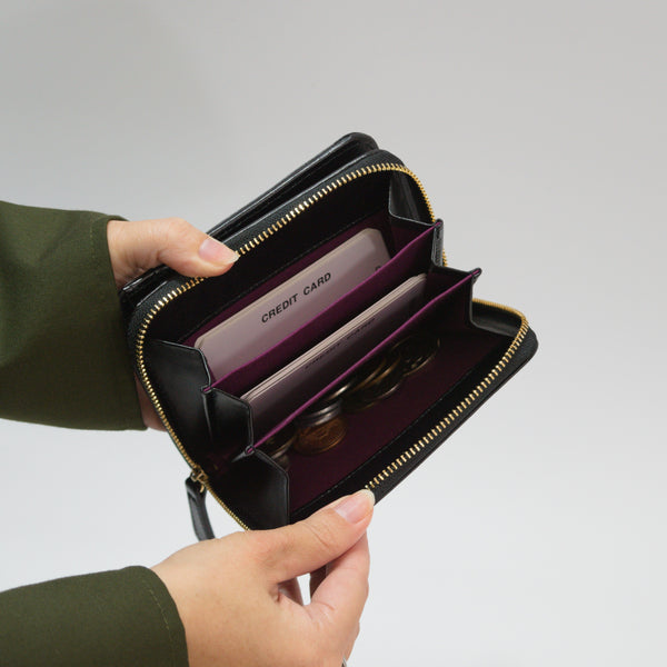 ムラ染めレザーのラウンドファスナー短財布 2