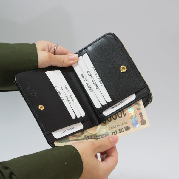 ムラ染めレザーのラウンドファスナー短財布 3