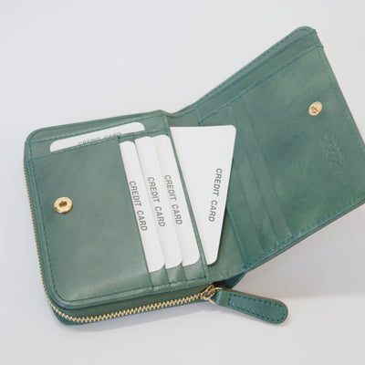 ムラ染めレザーのラウンドファスナー短財布