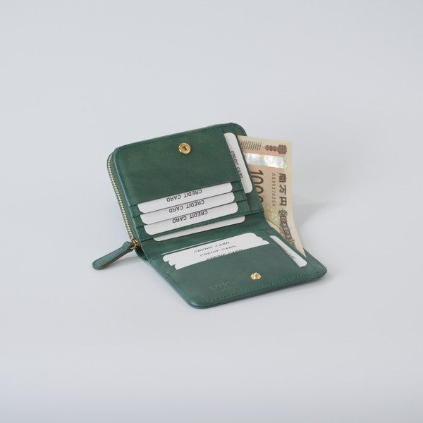 ムラ染めレザーのラウンドファスナー短財布