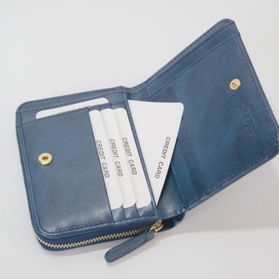 ムラ染めレザーのラウンドファスナー短財布