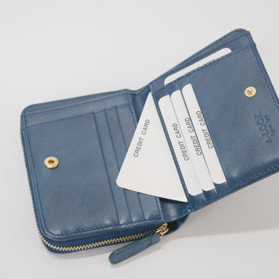 ムラ染めレザーのラウンドファスナー短財布