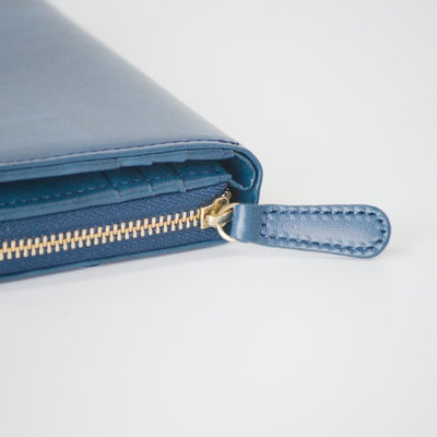 ムラ染めレザーのラウンドファスナー短財布