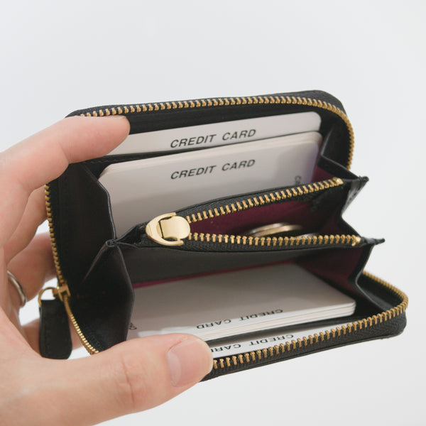 ムラ染めレザーのラウンド小銭入れ 3