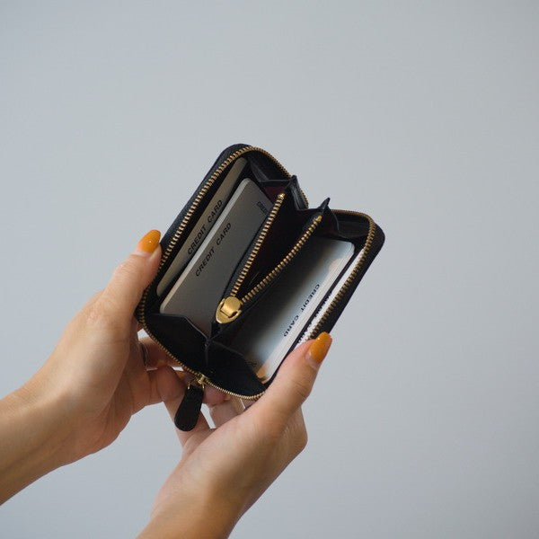 ムラ染めレザーのラウンド小銭入れ