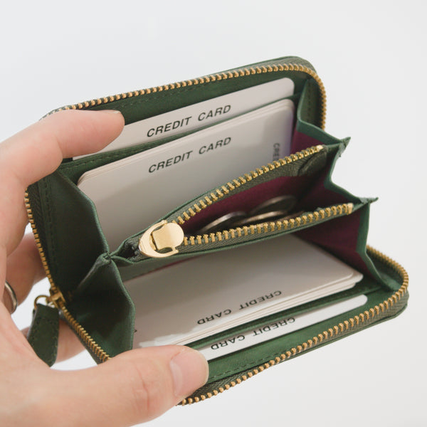 ムラ染めレザーのラウンド小銭入れ 3