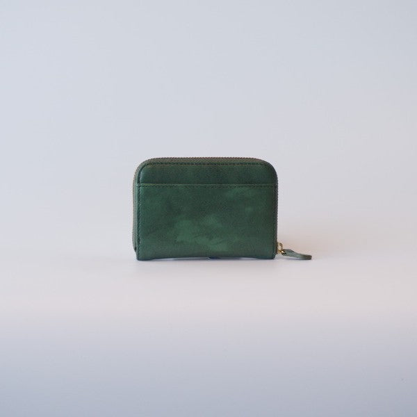 ムラ染めレザーのラウンド小銭入れ