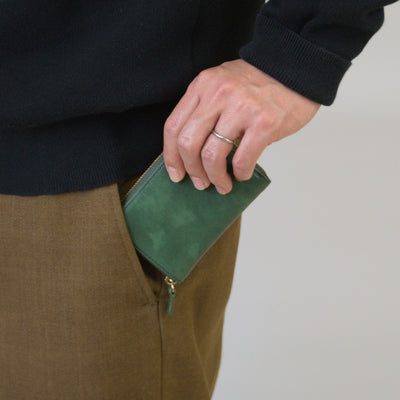 ムラ染めレザーのラウンド小銭入れ