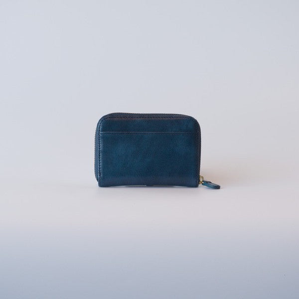 ムラ染めレザーのラウンド小銭入れ