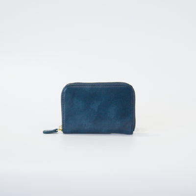 ムラ染めレザーのラウンド小銭入れ