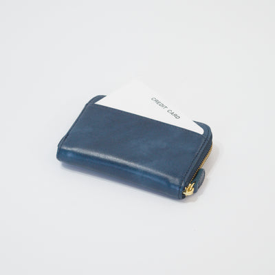 ムラ染めレザーのラウンド小銭入れ