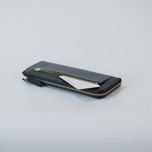 ムラ染めレザーのマチ付きL字束入れ