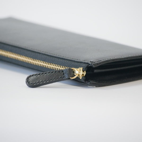 ムラ染めレザーのマチ付きL字束入れ