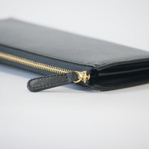 ムラ染めレザーのマチ付きL字束入れ