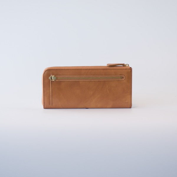 ムラ染めレザーのマチ付きL字束入れ