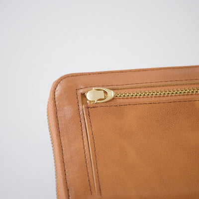 ムラ染めレザーのマチ付きL字束入れ