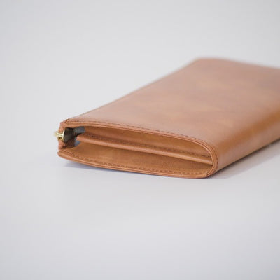 ムラ染めレザーのマチ付きL字束入れ