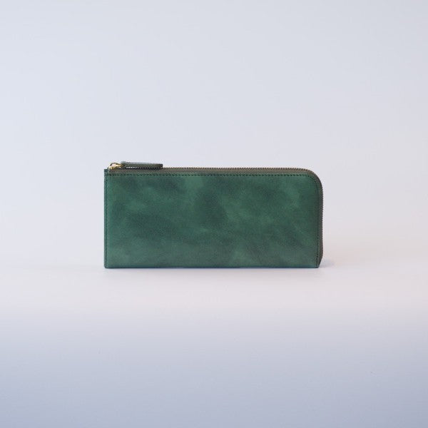 ムラ染めレザーのマチ付きL字束入れ