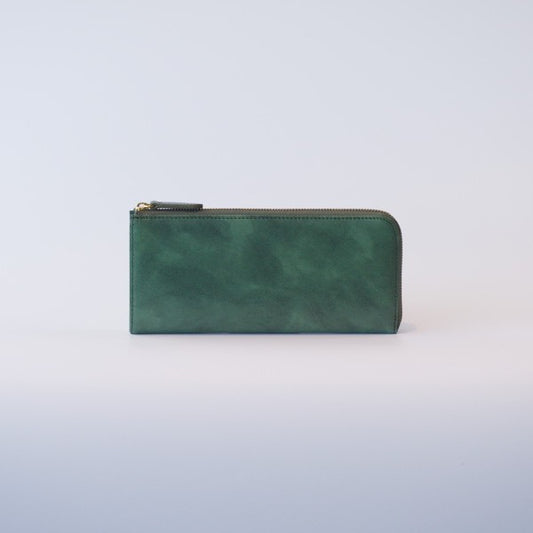 ムラ染めレザーのマチ付きL字束入れ